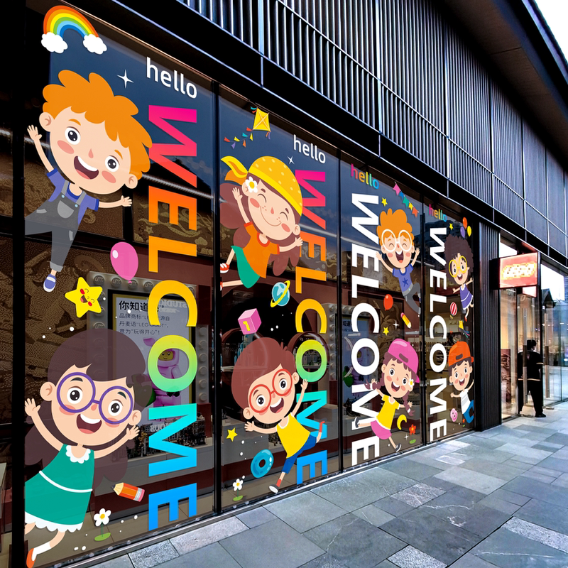 Kindergarten Training School Cartoon Stickers Shopping Mall Amusement Park Glass Door Floor-To-Ceiling Window Decoration Glass Film Kindergarten Training School Cartoon Stickers Shopping Mall Amusement Park Glass Door Floor-To-Ceiling Window Decoration Glass Film