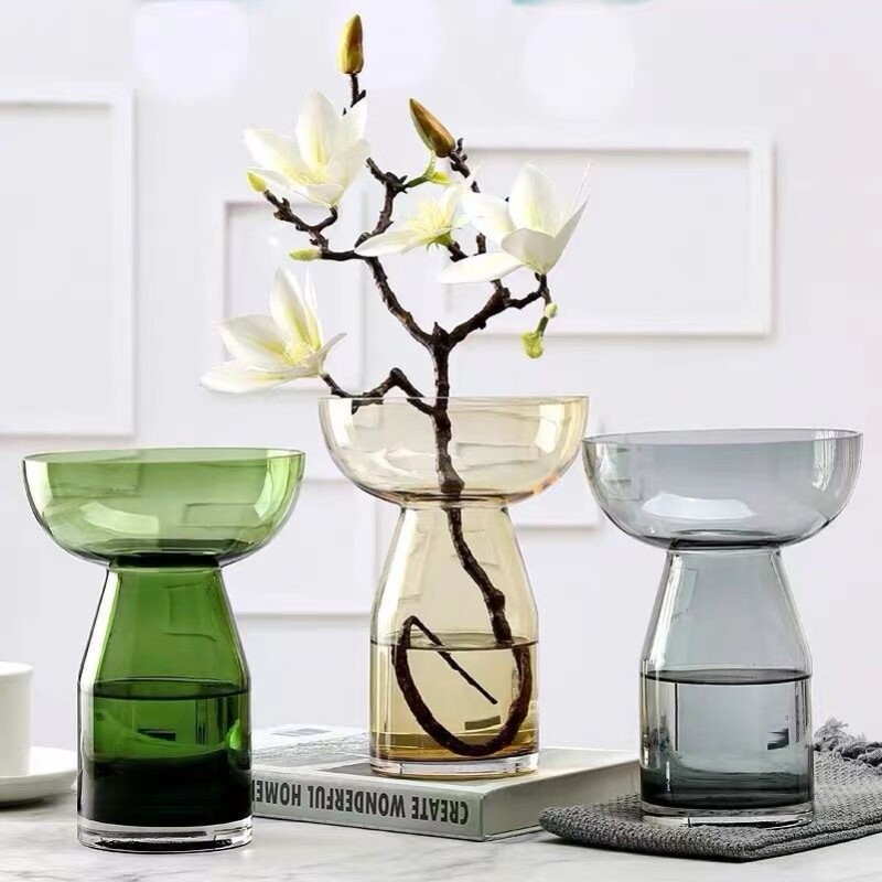 Bergamot Vase Hydroponic Vessel Flower Pot Decorative Flower Arrangement Creative Ceramic Glass Water Culture Ornament Container for Growing Flowers
