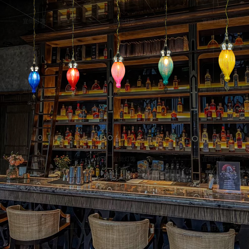 Retro Exotic Style Restaurant Chandelier Middle East Arab Middle East Turkey Bar Decoration Stained Glass Small Chandelier