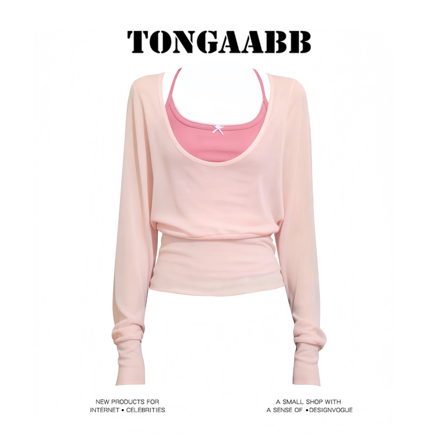 Pure and sweet Korean style versatile lyocell sheer cover-up for women, autumn style, slimming and waist-cinching long-sleeved T-shirt