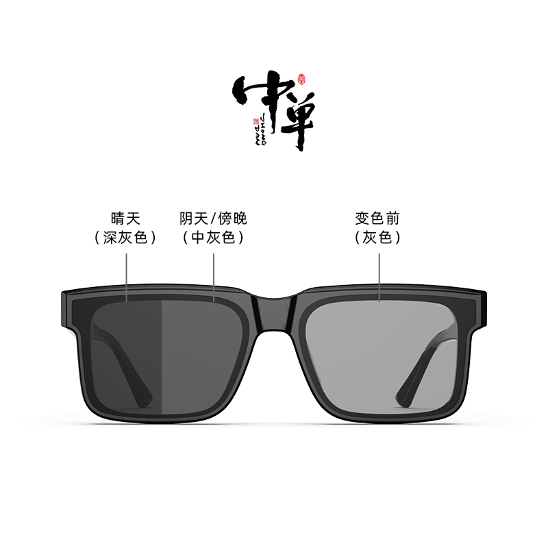 New High-Definition Flat Photochromic Glasses Frame Sunglasses for Men, Anti-Glare and Anti-Blue Light Zd2417