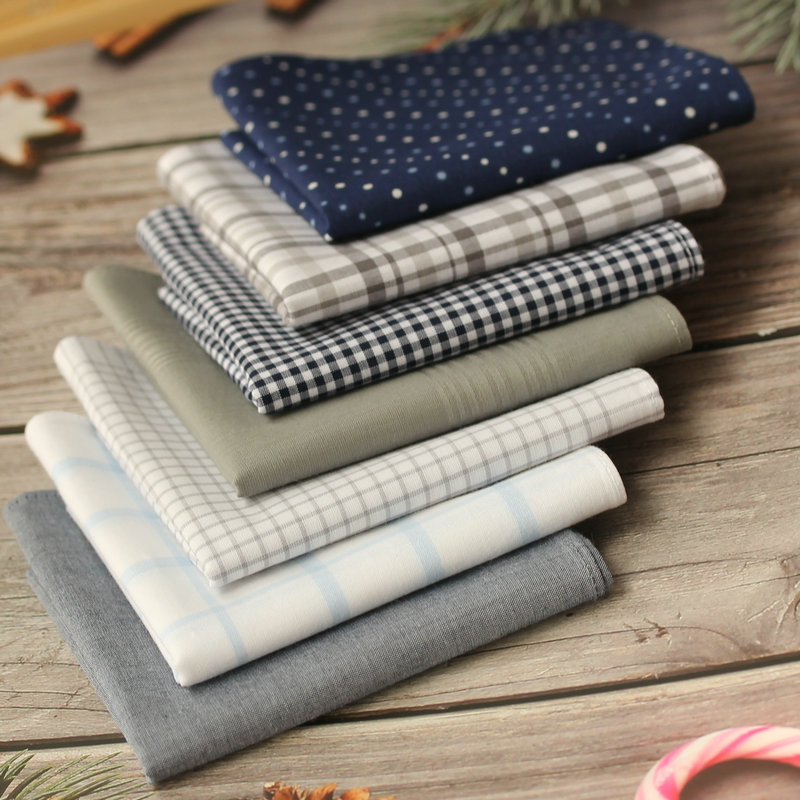 High-End Men's Handkerchief, Pure Cotton, Classic Vintage Style, Soft, Full Cotton, Japanese Style Pocket Square, Combed Cotton, Thick