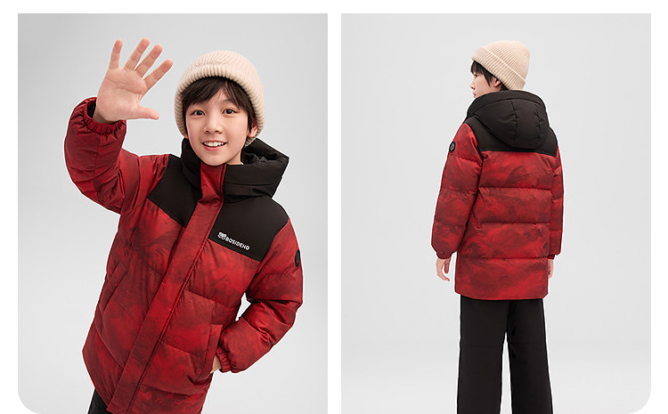 Пуховики 【联名限定】波司登儿童羽绒服女童连帽羽绒服男童本命年红色外套 Bosideng