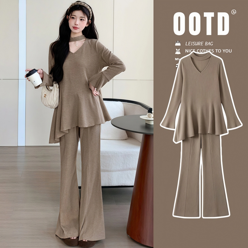 Maternity Wear'Chestnut Time' Maternity Wear Autumn and Winter Set, High-End Lazy Knit Top and Wide-Leg Pants Two-Piece Set Maternity Wear'Chestnut Time' Maternity Wear Autumn and Winter Set, High-End Lazy Knit Top and Wide-Leg Pants Two-Piece Set