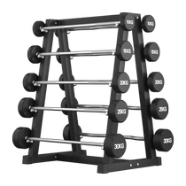 Commercial fixed barbell set barbell rack round head non-loose curved barbell gym all-in-one rubber-coated barbell