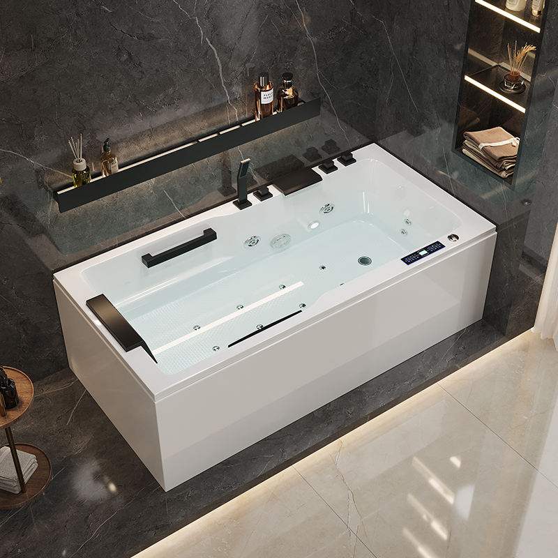 Acrylic Household Adult Bathtub with Double Handrails, Constant Temperature Heating, Surfing Massage, Hotel and Guesthouse Bathing Tub