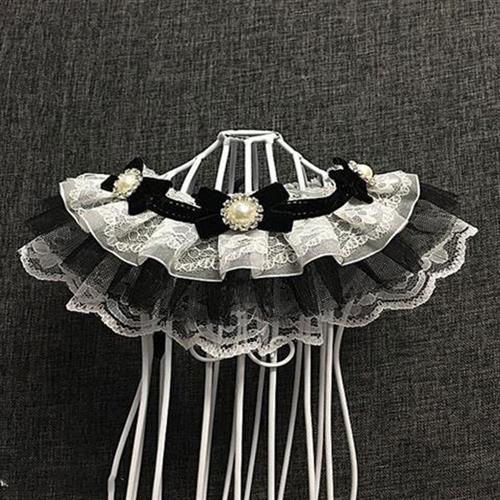 Kitty Surround neck Puppet Pet Ornament Neckline Bell Bow Bow Tie Lace thread Knitted Saliva scarlet with necklace