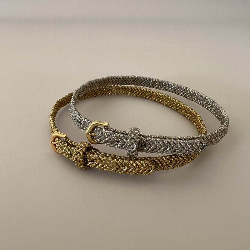5mm Wide, 1.5mm Thick Wax Gold Thread Braided Finished Bracelet, S925 Silver Clasp, Gold Color, Adjustable