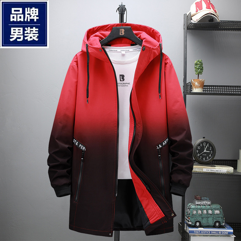 Брендовая мужская весенне-осенняя куртка средней длины, мужская свободная универсальная зимняя хлопковая ветровка оверсайз с капюшоном, мужская