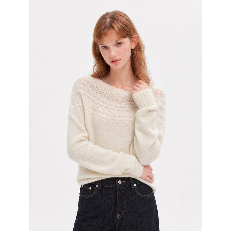 Sometimes Sometimes Vintage One-Shoulder Cable Knit Hollow-Out Sweater Autumn/Winter Elegant Top Sometimes Sometimes Vintage One-Shoulder Cable Knit Hollow-Out Sweater Autumn/Winter Elegant Top