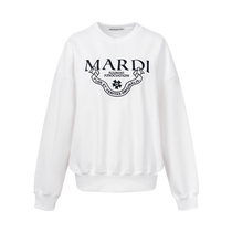 MardiMercredi emblem letter embroidery pullover round neck loose cotton sweatshirt couple men and women same style new product