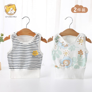 Spring and autumn pure cotton baby vest strange domain cat seal