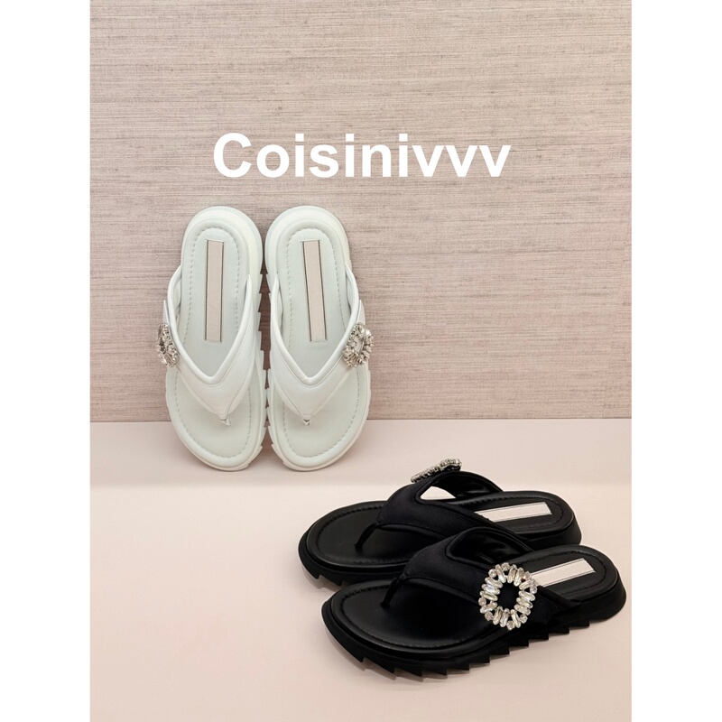 Coisinivvv-26 New Style Rv Women's Shoes with Rhinestone Buckle, Flip-Flops, Mules, Outdoor Beach Shoes, Non-Slip Casual Shoes