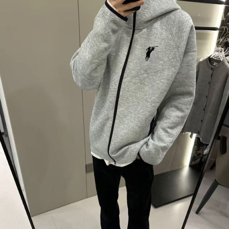 Windrunner Jacket for Men and Women, Autumn Heavyweight Hoodie with Patchwork Design, Casual Embroidered Sports Jacket