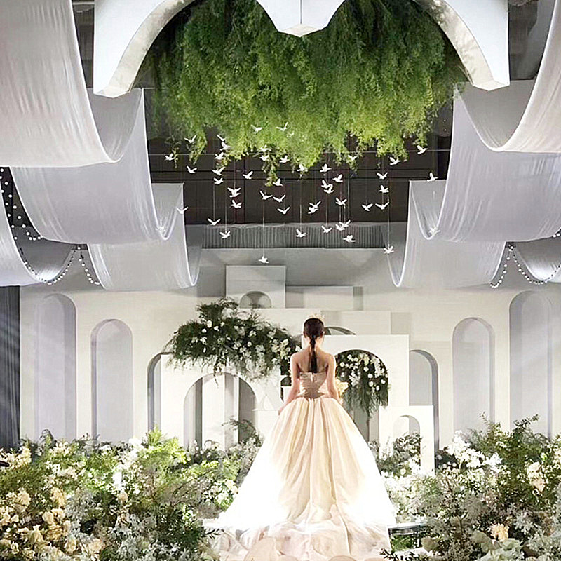 Suspension ceiling background veil veil wedding hall top of the wedding hall Korean-style hotel scene gauze decoration mantle