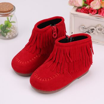 Cotton Shoes and Boots for Children, Snow Boots with Tassels for Baby Girls, Short Winter Boots, New Boots for 2024, Cotton Boots