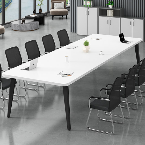 회의용 테이블 긴 테이블 간단한 현대적인 긴 테이블 회의 사무실 통합 테이블 테이블과 의자 조합 작은 협상 작업대