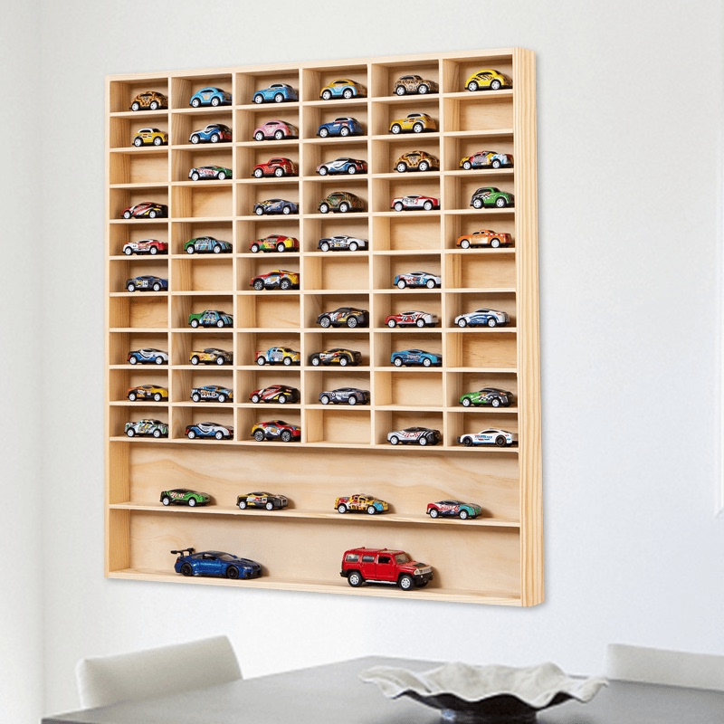 Car Storage Box 1:64 Solid Wood Toy Model Display Stand Hot Wheels Multi-Solid Wood Storage Box Wall-Mounted