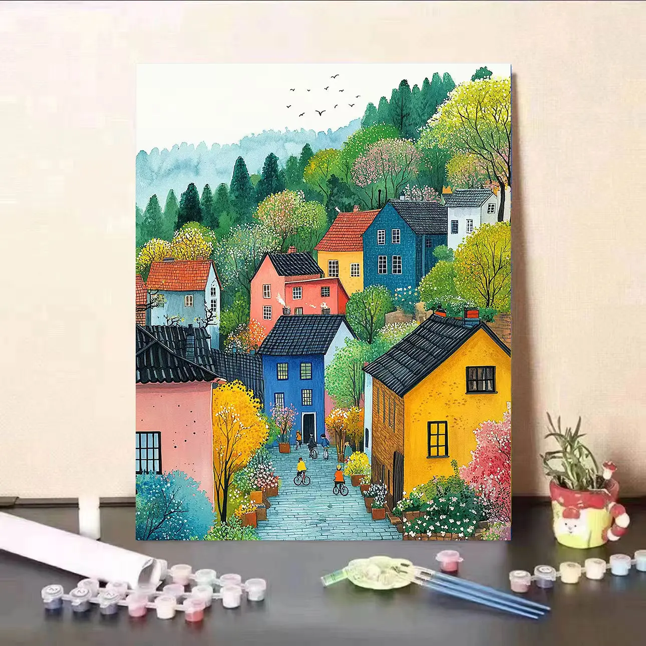 爆火全网的DIY数字油画到底值不值？七彩小镇风景画让我从手残党逆袭成艺术家！✨-DIY-淘宝好物网