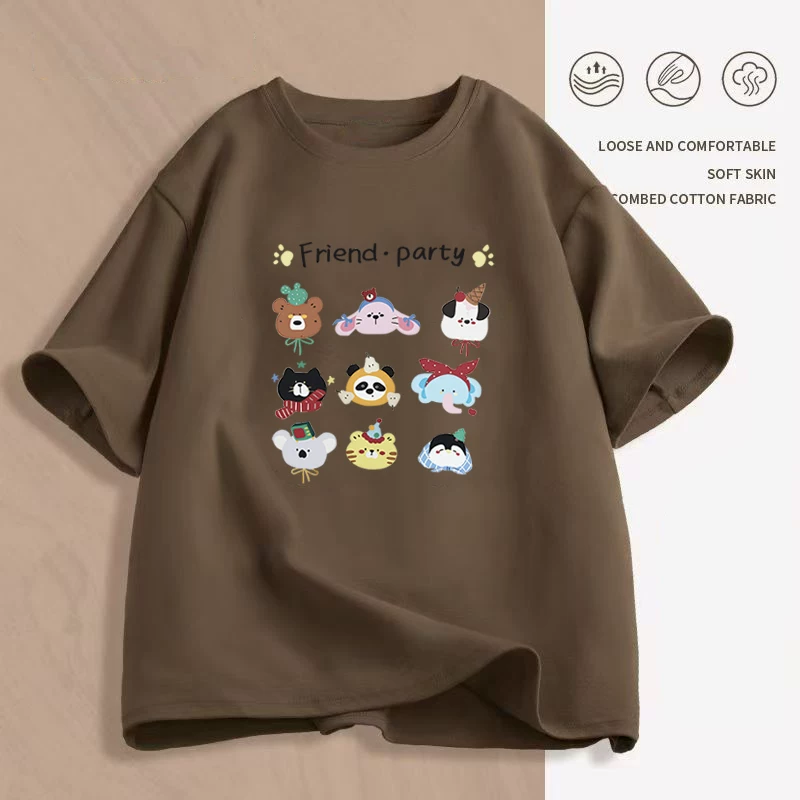 Футболка унисекс oversize с круглым воротом и коротким рукавом, летняя с мультяшным принтом, размеры M–2XL