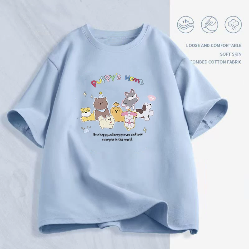 Футболка унисекс oversize с круглым воротом и коротким рукавом, летняя с мультяшным принтом, размеры M–2XL