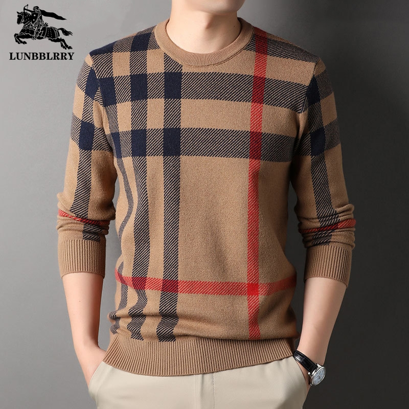 Autumn and Winter Men's Wool Knitwear Round Neck Casual Plaid Base Layer Thickened Warm Sweater for Men Autumn and Winter Men's Wool Knitwear Round Neck Casual Plaid Base Layer Thickened Warm Sweater for Men