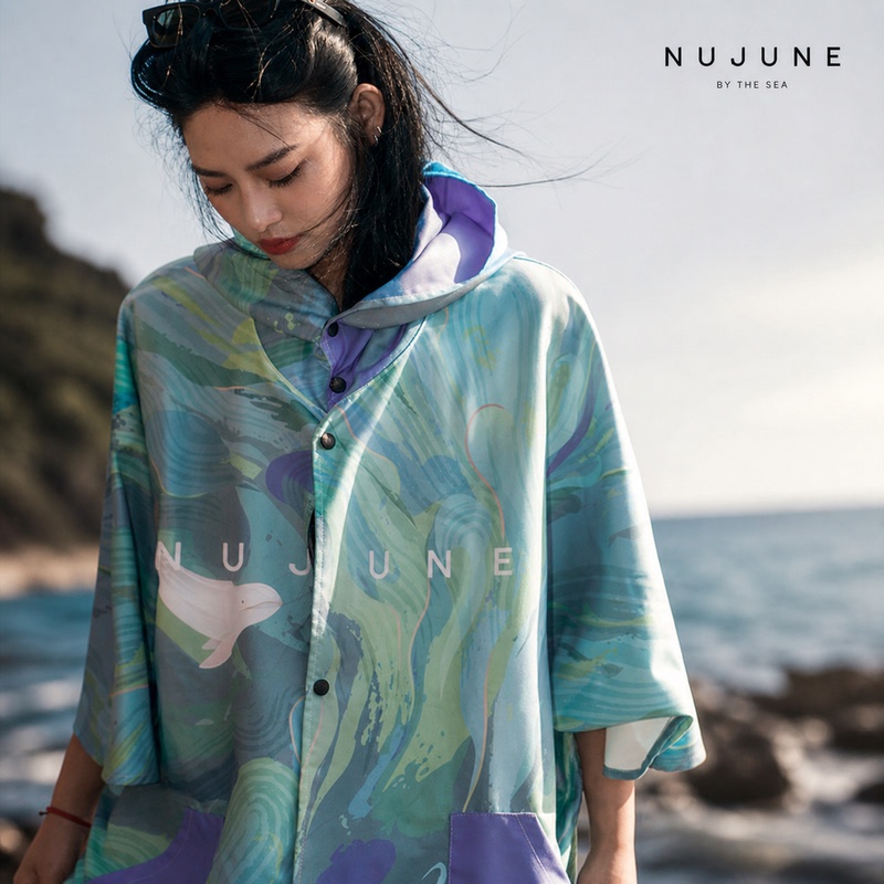 Nujune Diving Poncho Quick-Drying Absorbent Towel Windproof Bathrobe Towel Clothing Surfing Warm