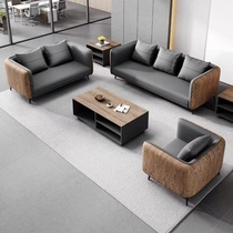 Office sofa business modern boss manager reception reception negotiation three-seat wood grain sofa coffee table combination