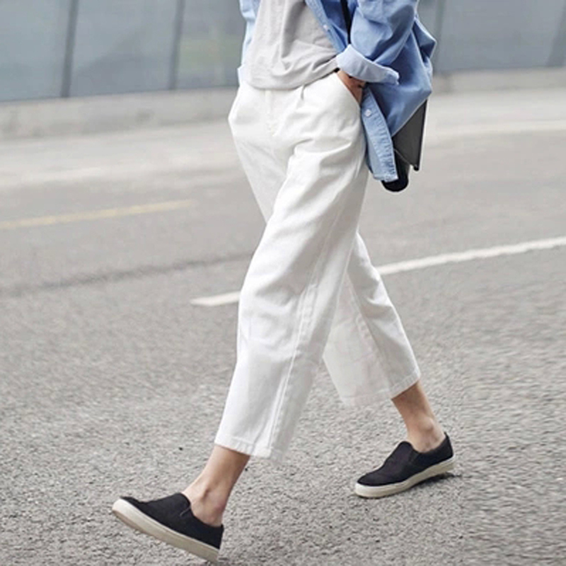 Cotton and Linen Wide-Leg Pants for Women, Cropped Pants, 2024 New Summer Loose Linen High-Waisted Drape Straight-Leg Casual Pants for Petite Women