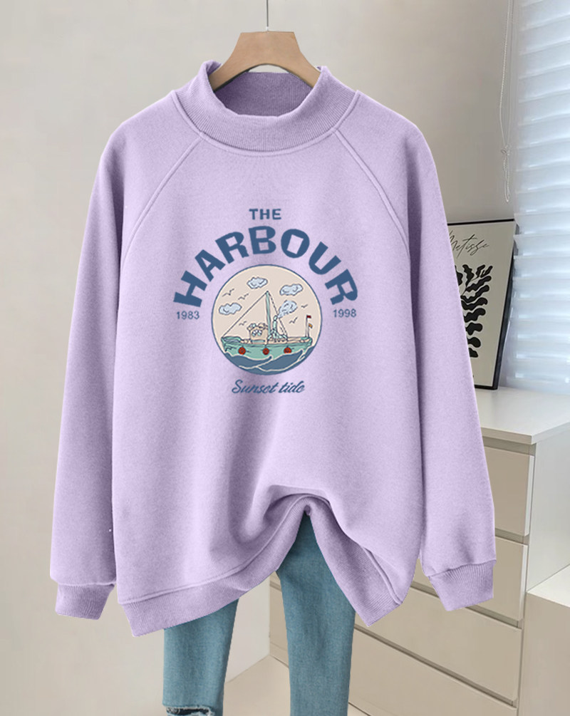 Gestational Woman Dress Semi-High Collar Hooded Sweatshirt Loose Fashion Casual Ocean Gas Plus Suede Thickened Jacket Blouse Spring Autumn Winter-Taobao