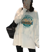 Maternity long-sleeved T-shirt mid-length German velvet brushed Korean style loose casual large size plus velvet top spring autumn and winter trendy