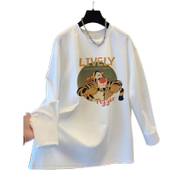 2024 new spring and autumn maternity wear pure cotton long-sleeved T-shirt mid-length white top versatile loose bottoming shirt