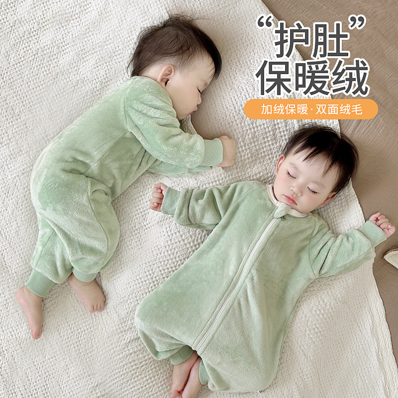Baby Sleepwear Autumn Winter Style Flannel Winter Ladies Baby Winter Conjoined Clothing Coral Suede Warm Sleeping Bag Winter Dress-Taobao