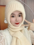 Демисезонная удерживающая тепло шапка, шерстяной утепленный плетеный шарф с капюшоном