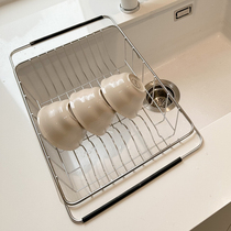Washbasin drain basket kitchen single sink stainless steel multifunctional bowl rack sink rack drain bowl rack household bowl