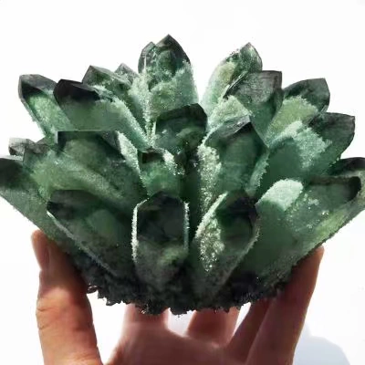 Белый кристаллический кластер, зеленый призрак, зеленый кристаллический кластер, украшения из необработанного камня, размагниченный камень, странный камень, украшения для дома, украшение