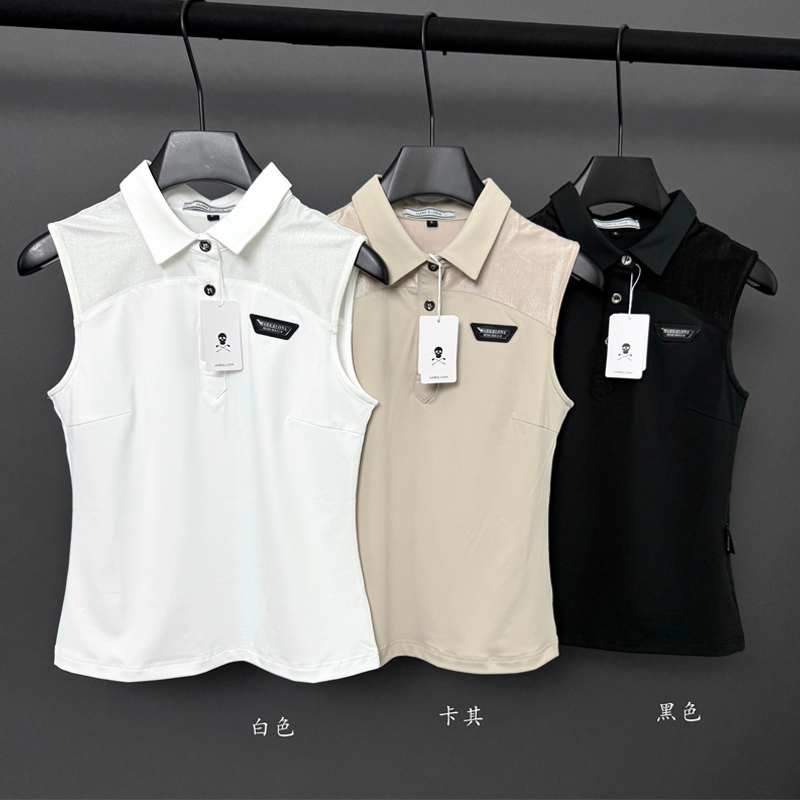 Summer New Golf Women's Clothing, Fashionable Lapel Casual Sports Slim-Fit Quick-Dry Slimming Sleeveless Women's Short-Sleeve Top