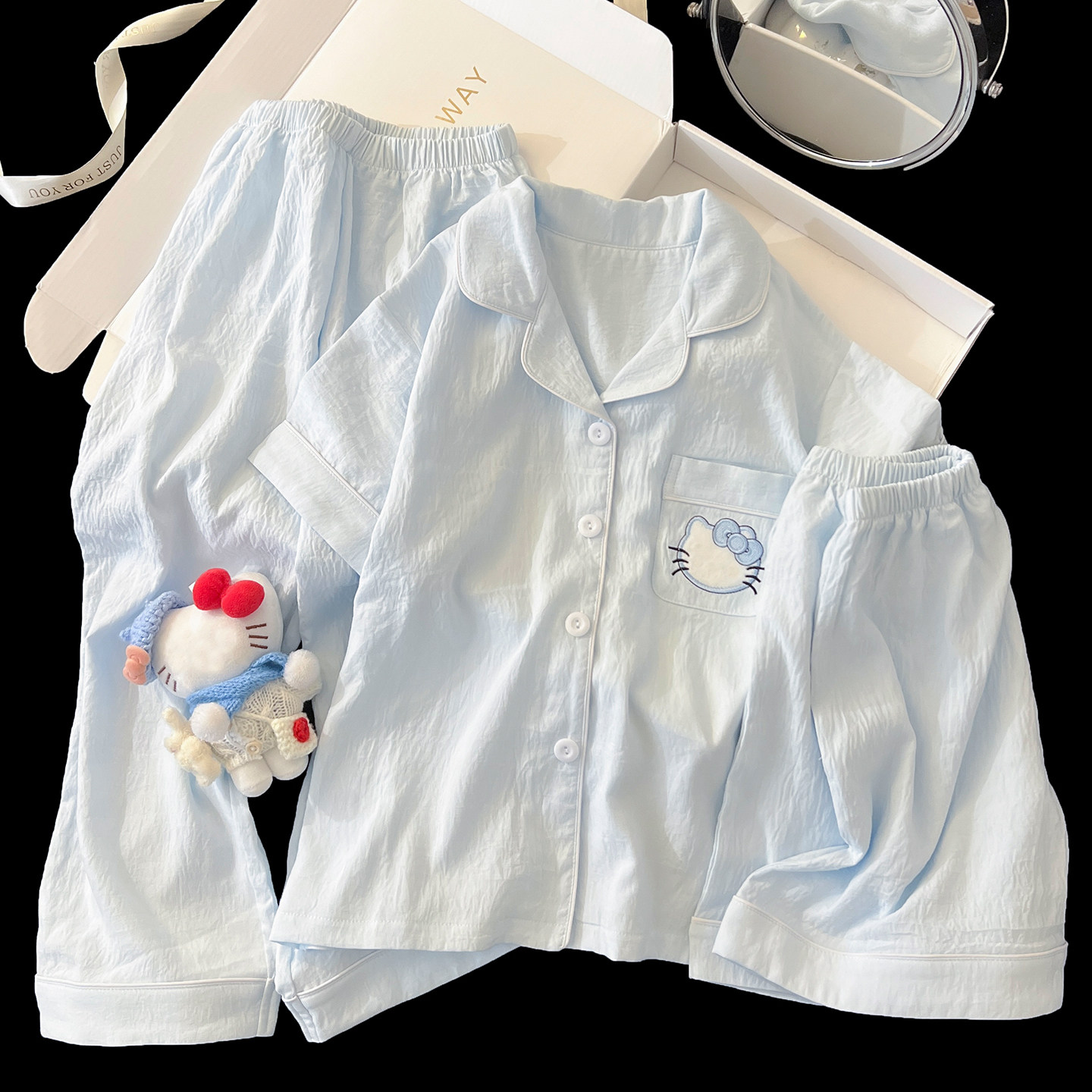 子供用サマープリンセススタイル3点セットパジャマ、2026年新スタイル、半袖のかわいい漫画柄ガールズホームウェアセット