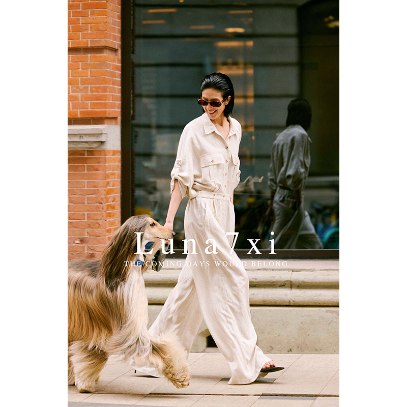 Luna7Xi Linen Tencel Workwear Jumpsuit for Women, New Summer Style, Loose and Fashionable One-Piece Pants with Draping Effect