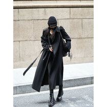 Luna7xi Black Fashion Windcoat Jacket Woman 2024 Early Spring New Design Sense Superior Long BIG COAT