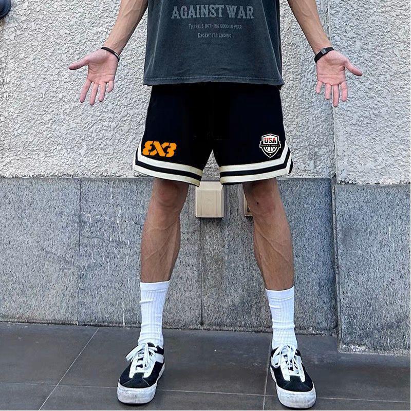 New American Style Trendy High Street Basketball 3X3 Training Shorts for Men ins Summer Loose Large Size Sports Shorts