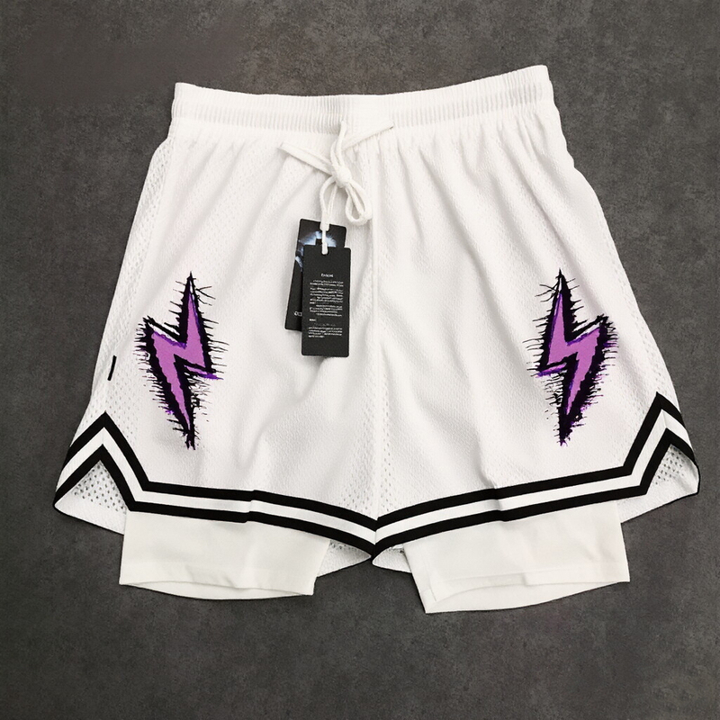 Sports American-Style Basketball Shorts, Large Size Men's Quick-Dry Athletic Shorts, Elastic Two-In-One Sports Pants, Running Training Shorts