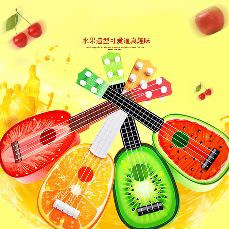 Children's Guitar Ukulele Cartoon Fruit Musical Instrument Small Guitar Boys and Girls 3-6 Years Old Kindergarten Early Education Toys