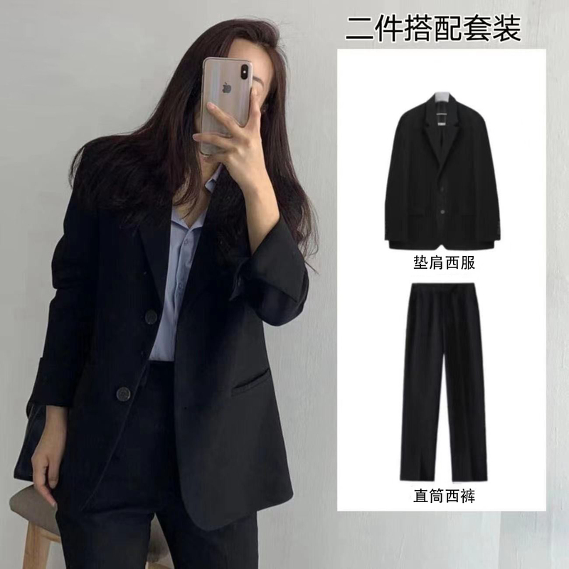 2024 Spring and Autumn New Formal Suit for Female College Students Interview Black Suit Non-Iron Workwear Blazer