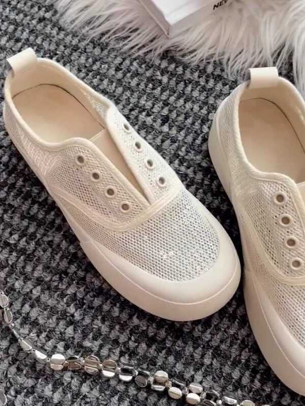 Breathable Lace Mesh Shoes for Women, Summer 2026, Korean Style Slip-On Loafers, Versatile Soft-Soled Comfortable Low-Top Casual Women's Shoes Breathable Lace Mesh Shoes for Women, Summer 2026, Korean Style Slip-On Loafers, Versatile Soft-Soled Comfortable Low-Top Casual Women's Shoes