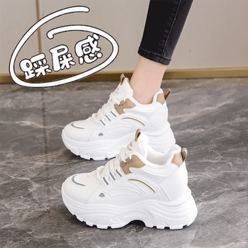soft sole Genuine Leather Dad Shoes for Women 2025 Autumn/Winter New Style with Fleece Lining for Warmth, Double Cotton Shoes with Thick Soles and Internal Height Increase, Sneakers