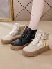 Thick-Soled Height-Increasing Lamb Wool Cotton Shoes for Women, 2025 Winter New Style, Non-Slip, Fleece-Lined, Warm Short Boots, Fashionable Snow Boots