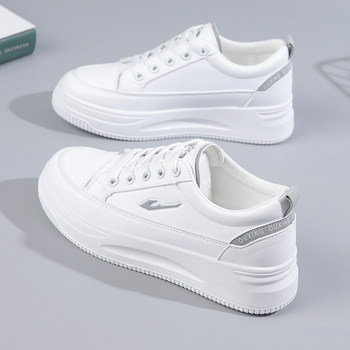 Special Offer Genuine Leather White Sneakers for Women 2025 Spring New Lightweight Thick-Soled Casual Shoes Soft-Soled Versatile Sports Sneakers Trendy