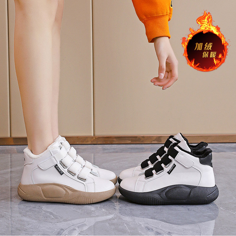 soft sole Genuine Leather Fleece-Lined Snow Boots for Women, 2025 Winter Hot-Selling Thickened Warm Large Cotton Shoes, Sports High-Top Shoes