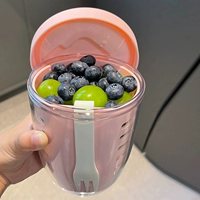 [Портативный] Стаканчик для пудры + белая вилка, 600 мл